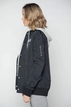 BROKEN PROMISES Wave Logo Layered Bomber Jacket