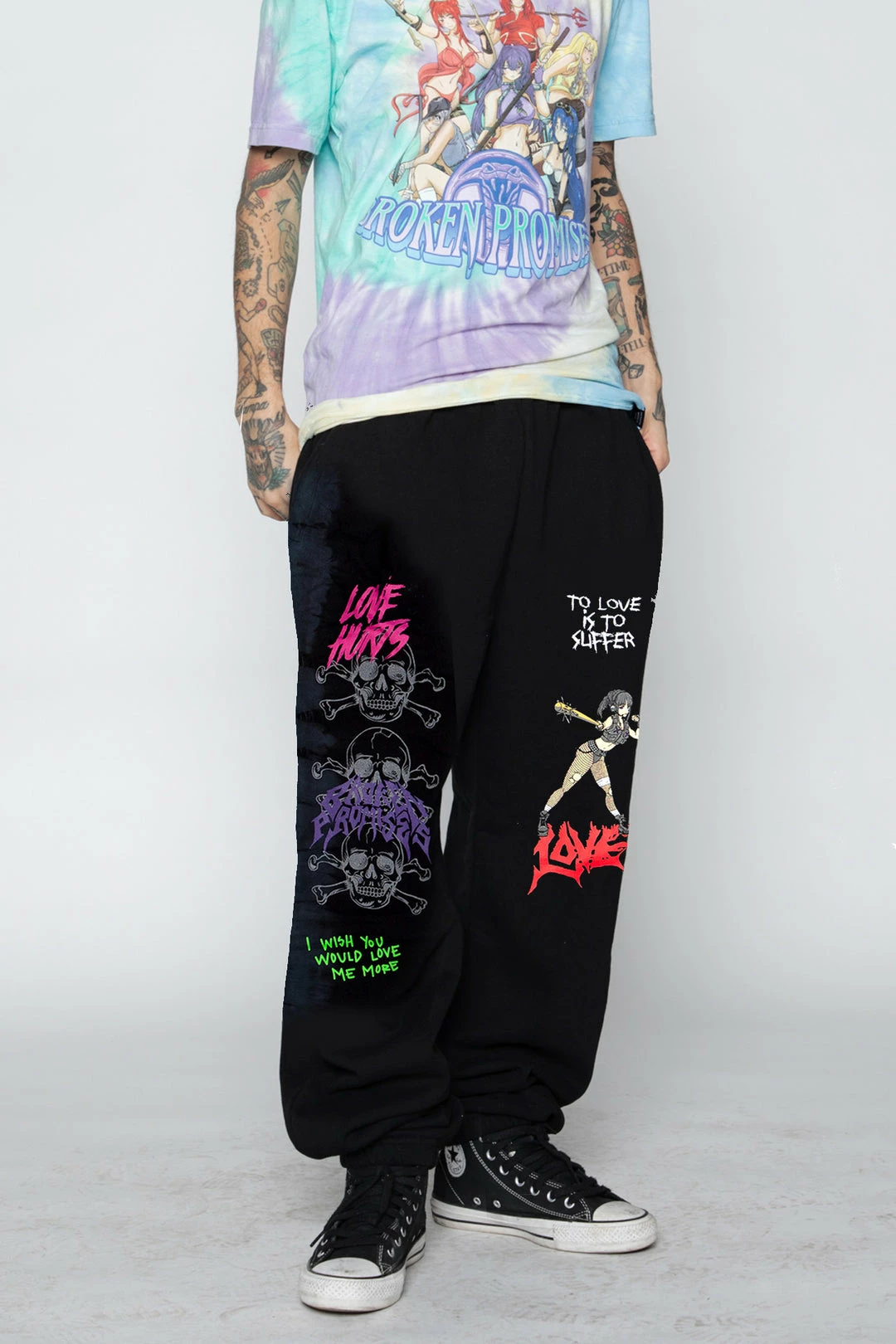 BROKEN PROMISES Love Me More Sweatpants Black 4 BROKEN PROMISES Love Me More Sweatpants Black