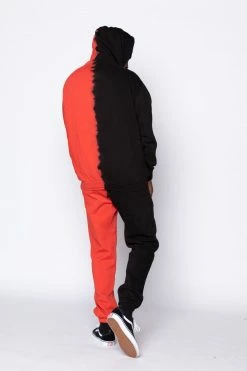BROKEN PROMISES Split Dye Sweatpant Red/Black Bottoms