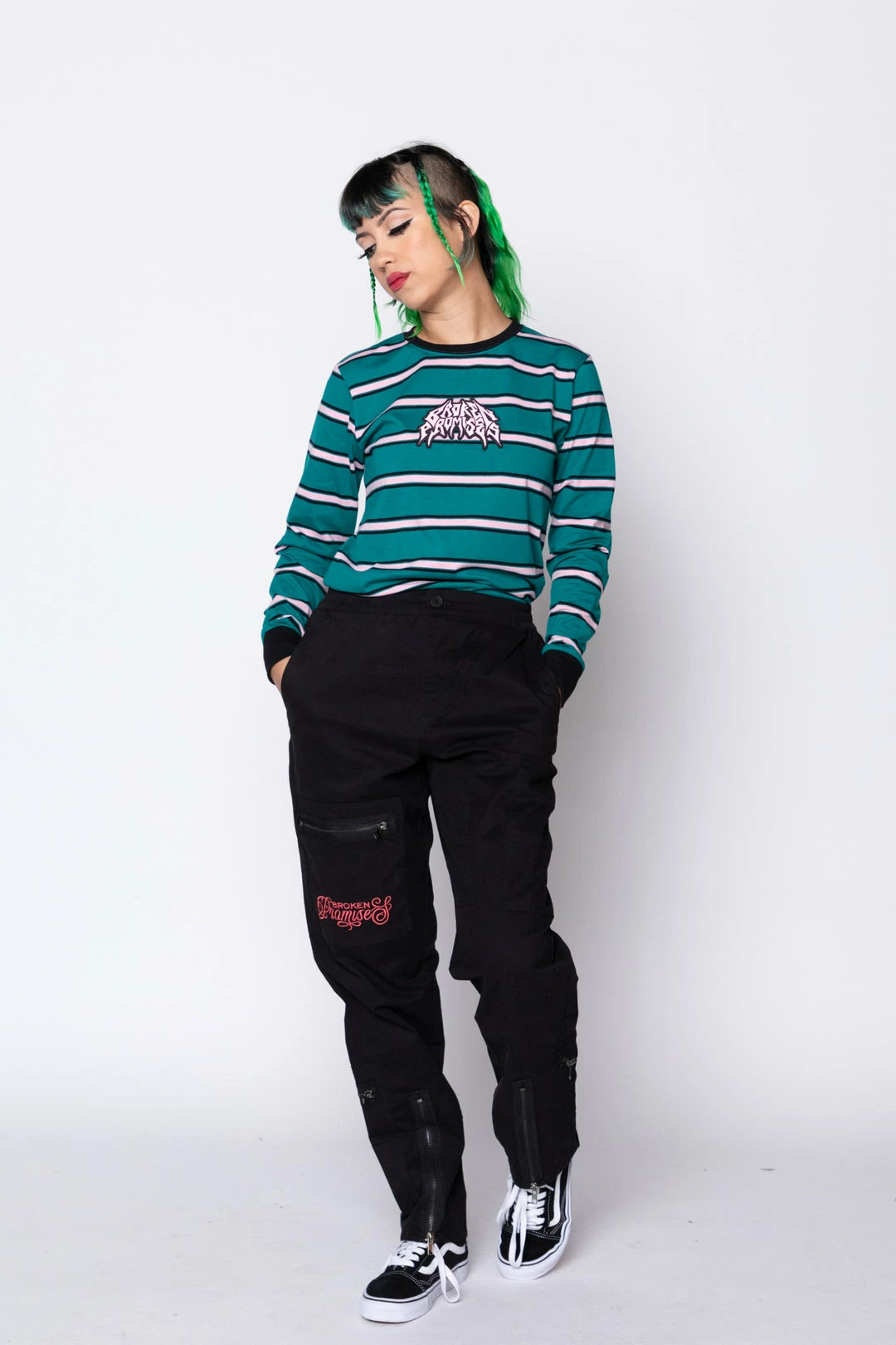 BROKEN PROMISES Shirts Destruction Stripe L/S Green 11 BROKEN PROMISES Shirts Destruction Stripe L/S Green