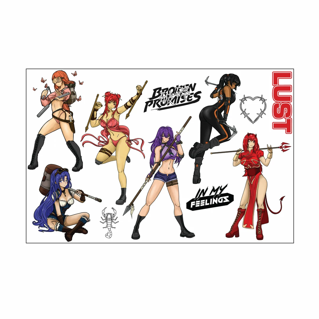 BROKEN PROMISES Accessories BP Lust Anime Sticker Sheet 3 BROKEN PROMISES Accessories BP Lust Anime Sticker Sheet