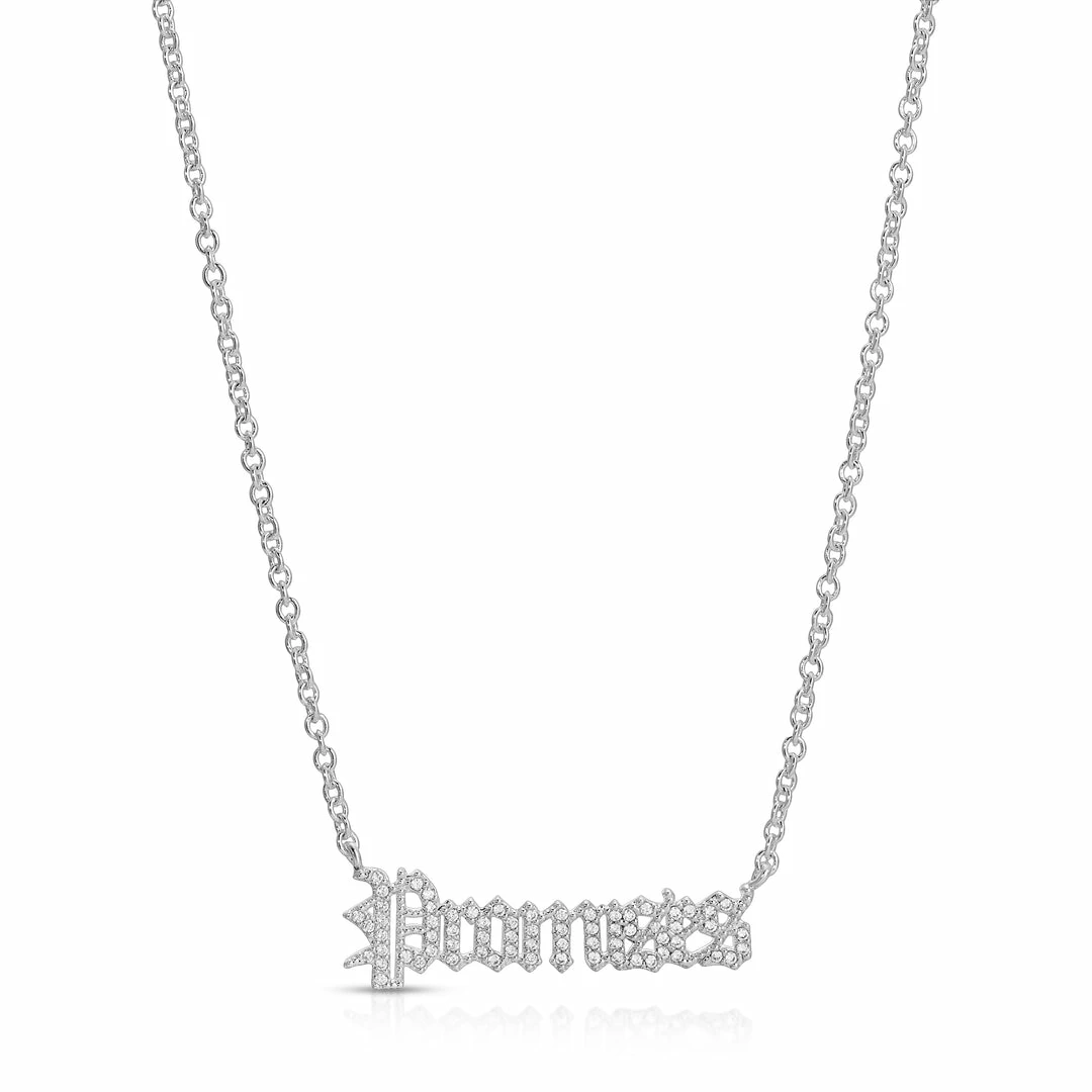 BROKEN PROMISES Promises Necklace Bling Silver 3 BROKEN PROMISES Promises Necklace Bling Silver