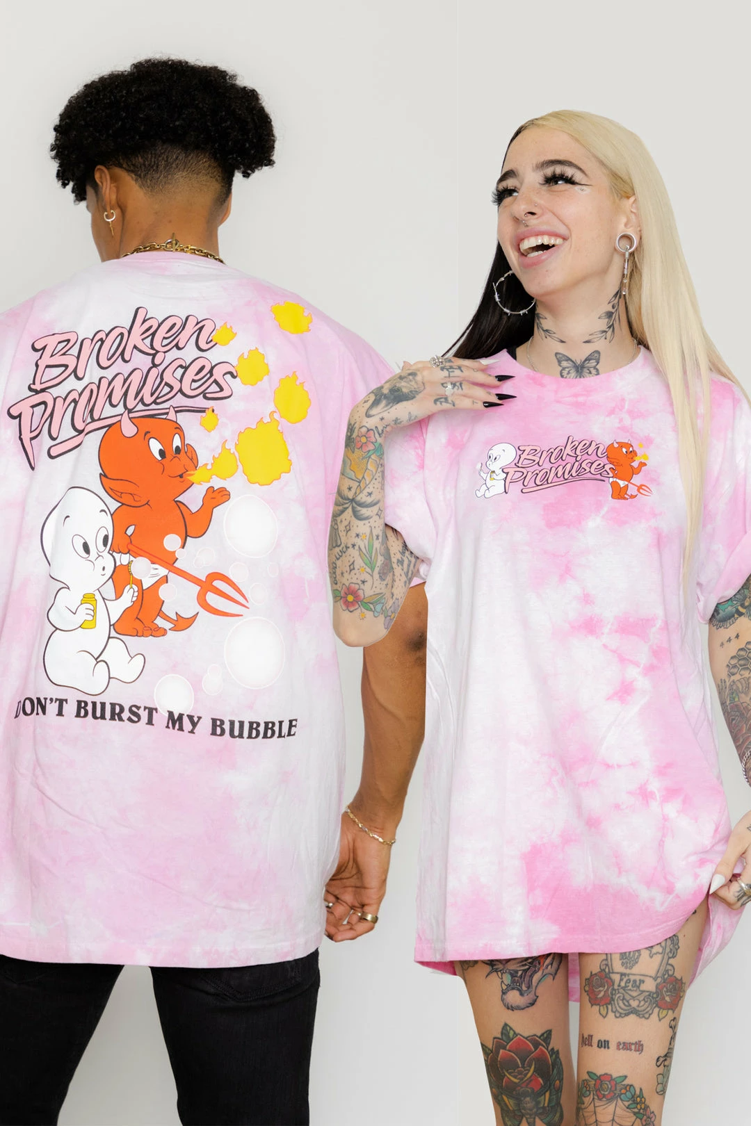 BROKEN PROMISES BP X Casper Burst My Bubble Tie Dye Pink Tee 3 BROKEN PROMISES BP X Casper Burst My Bubble Tie Dye Pink Tee