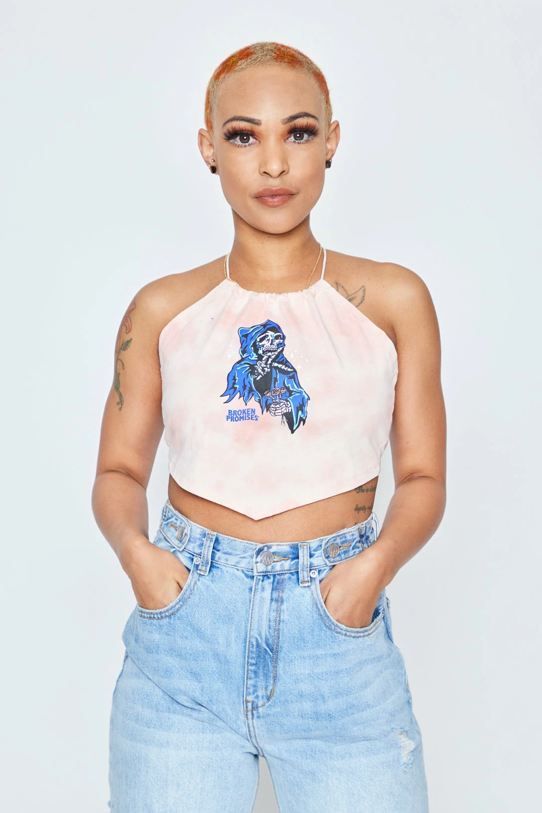 BROKEN PROMISES Softly Pink Tie Dye Halter Top 12 BROKEN PROMISES Softly Pink Tie Dye Halter Top