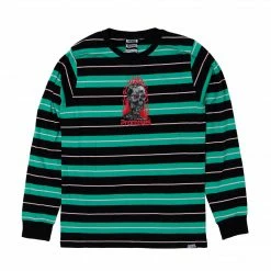 BROKEN PROMISES Automated Stripe L/S Teal