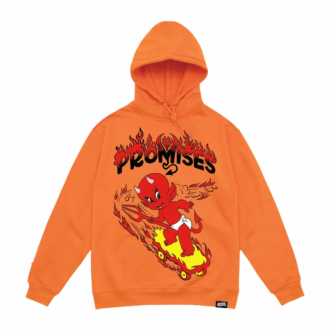 BROKEN PROMISES Hoodies Hell On Wheels Hoodie Orange - BP X Hot Stuff 4 BROKEN PROMISES Hoodies Hell On Wheels Hoodie Orange - BP X Hot Stuff