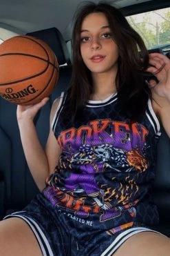 BROKEN PROMISES Fade Away Basketball Jersey Black Shirts