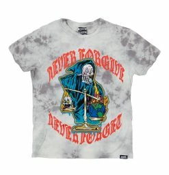 BROKEN PROMISES Never Forgive Grey Smoke Dye Tee