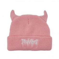 BROKEN PROMISES Headwear Graveyard Devil Horn Beanie - Pink