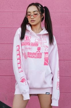 BROKEN PROMISES Don't Play Games Hoodie Pink Hoodies