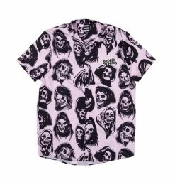 BROKEN PROMISES Reaper Guide Button Up Shirt Pink